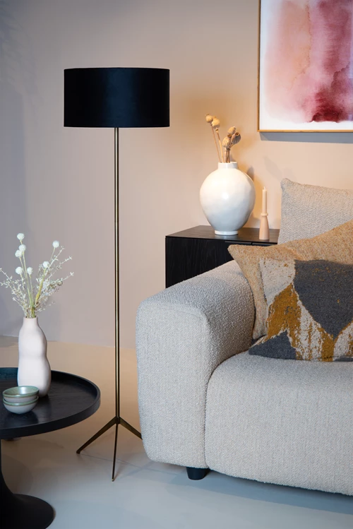 Lucide TONDO - Lámpara de suelo - Ø 38 cm - 1xE27 - Oro mate / Latón - ambiente 1